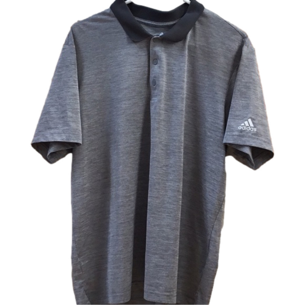 adidas Golf Men's 3 button Gray Polo Shirt. Size Large.
